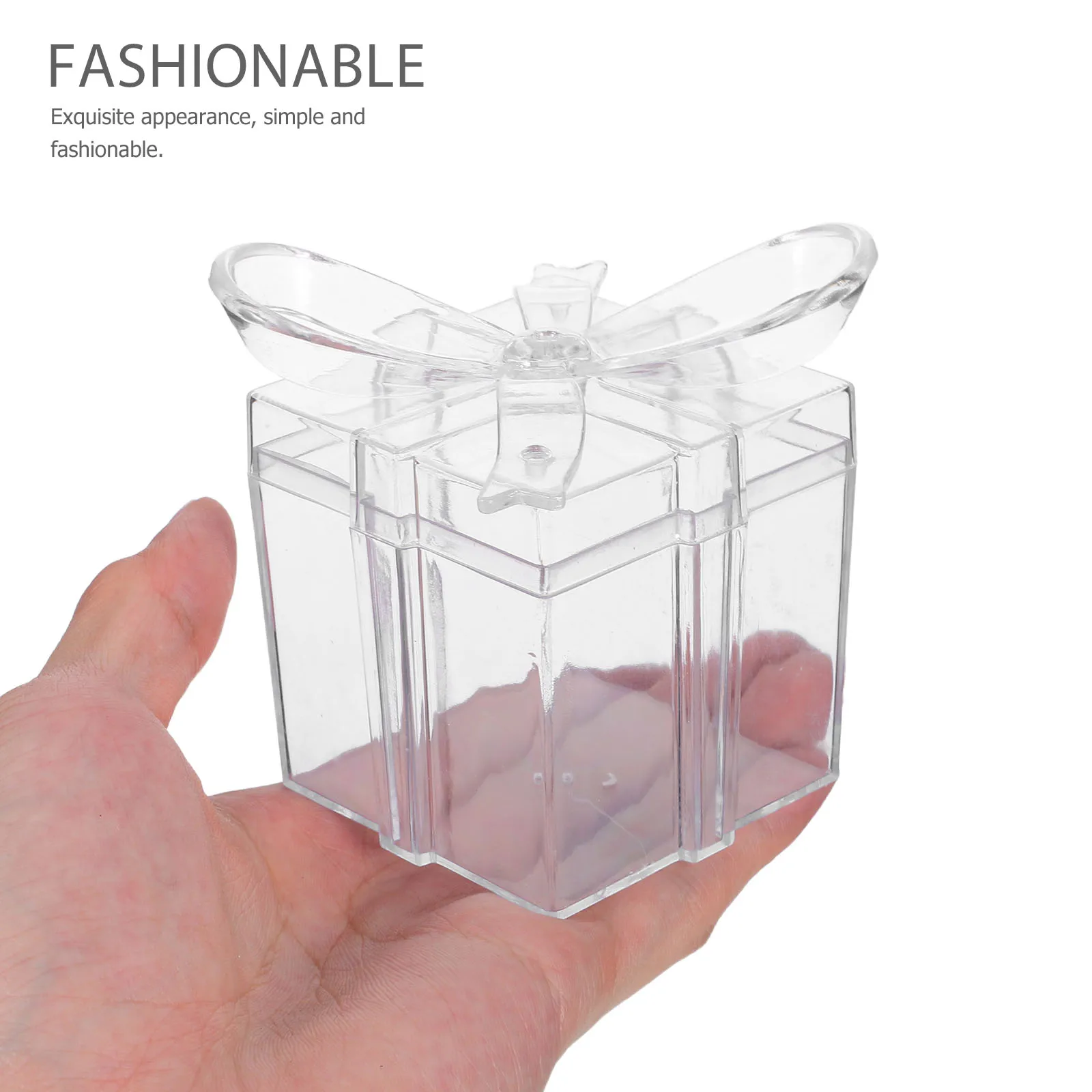 

12pcs Transparent Candy Boxes Square Plastic Gift Packaging for Wedding Party Favors Clear Treat Boxes Decorative Bow Design