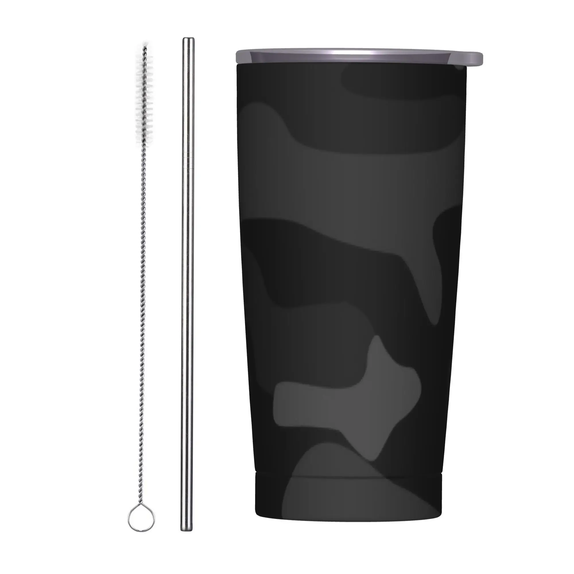 

Black Camouflage Pattern Tumbler Vacuum Insulated Double Wall Mug With Lid Straw Stainless Steel Tags Travel Coffee Cups 20oz