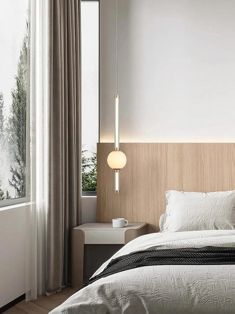 Small Led Pendant Lights Glass Home Decor Bedside Hanging Lamps for Ceiling Bedroom Nightlight Lighting Fixture Lustres