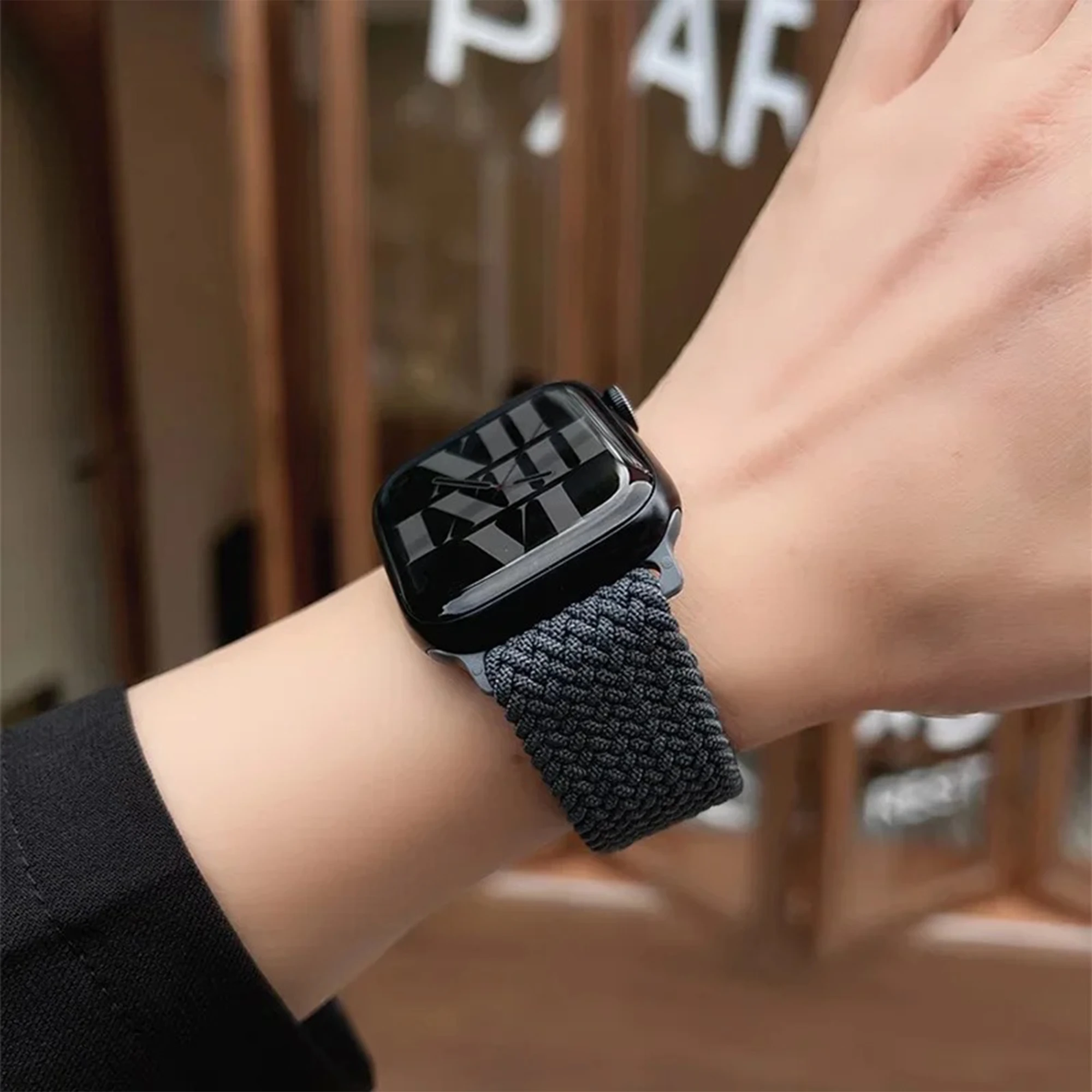 حزام حلقة منفرد مضفر لساعة أبل الترا 49 46 44 40 45 41 42 38 مللي متر شريط نايلون مرن لسلسلة iWatch 10 9 8 7 6 5 4 3 SE #5