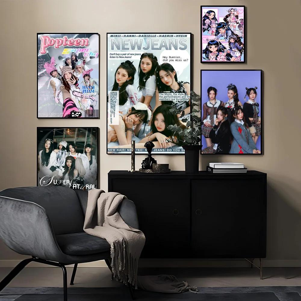 Kpop N-Newjeans Vintage Posters Sticky Vintage Room Home Bar Cafe Decor Kawaii Room Decor