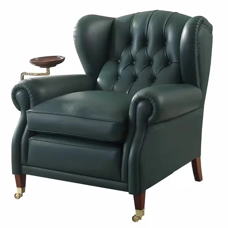

style cigar chair 1919 whiskey first layer cowhide retro style leather American godfather chair single armchair
