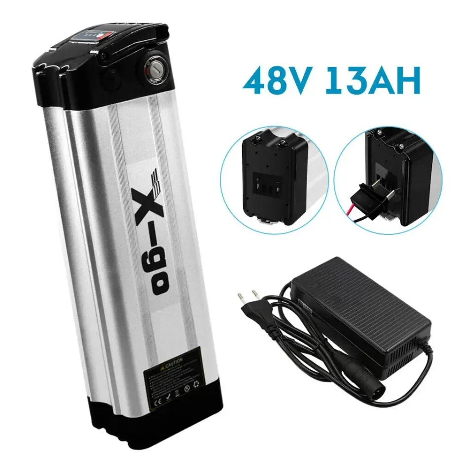 

48V 13Ah Silver Fish Lithium Li-ion Battery For 350W -750W Electric Bicycle E-Bike Motor