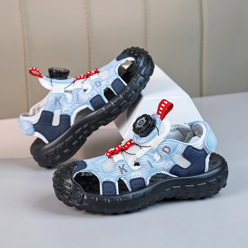 

Toddler Outdoor Summer Athletic Shoes Mesh Breathable Elastic Wearproof Sole Anti Collision Toe Non Slip Running Shoes