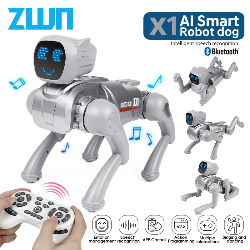 ZWN X1 RC AI Smart RC Robot Dog Toys Voice Command Programmable With Singing and Dancing Remote Control Toy Best Gift for Kids