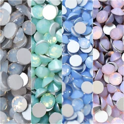 Glass 1440PCS SS16 SS20 Opal White Pink Green Blue FlatBack Rhinestones Nail Art Decorations Glitter Diamond Supplies Crystal