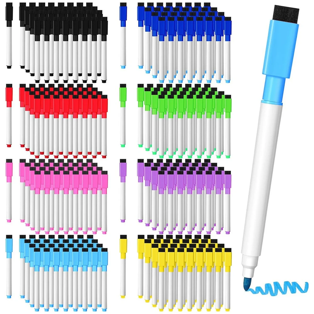 

200 Pcs Magnetic Dry Erase Markers Fine Point Tip Whiteboard Markers with Eraser Cap,For School Office Home(Multicolor)