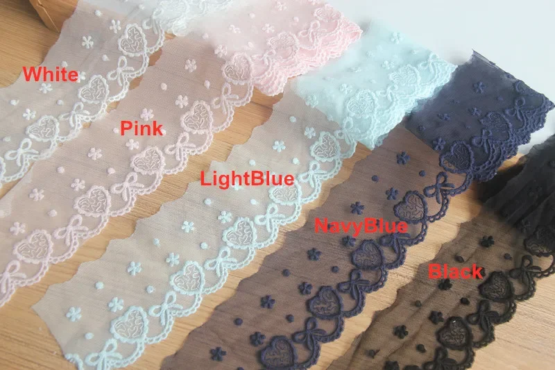 1 Yard DIY Accessories Cotton Lace Loving Heart Cotton Embroidery Lace Width 7cm