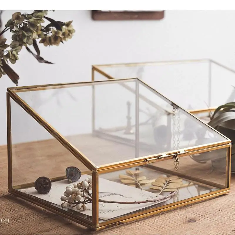 Nordic Style Glass Copper Storage Baskets Box Home Organizer for Jewelry Necklace Dessert Display cabinet decoration