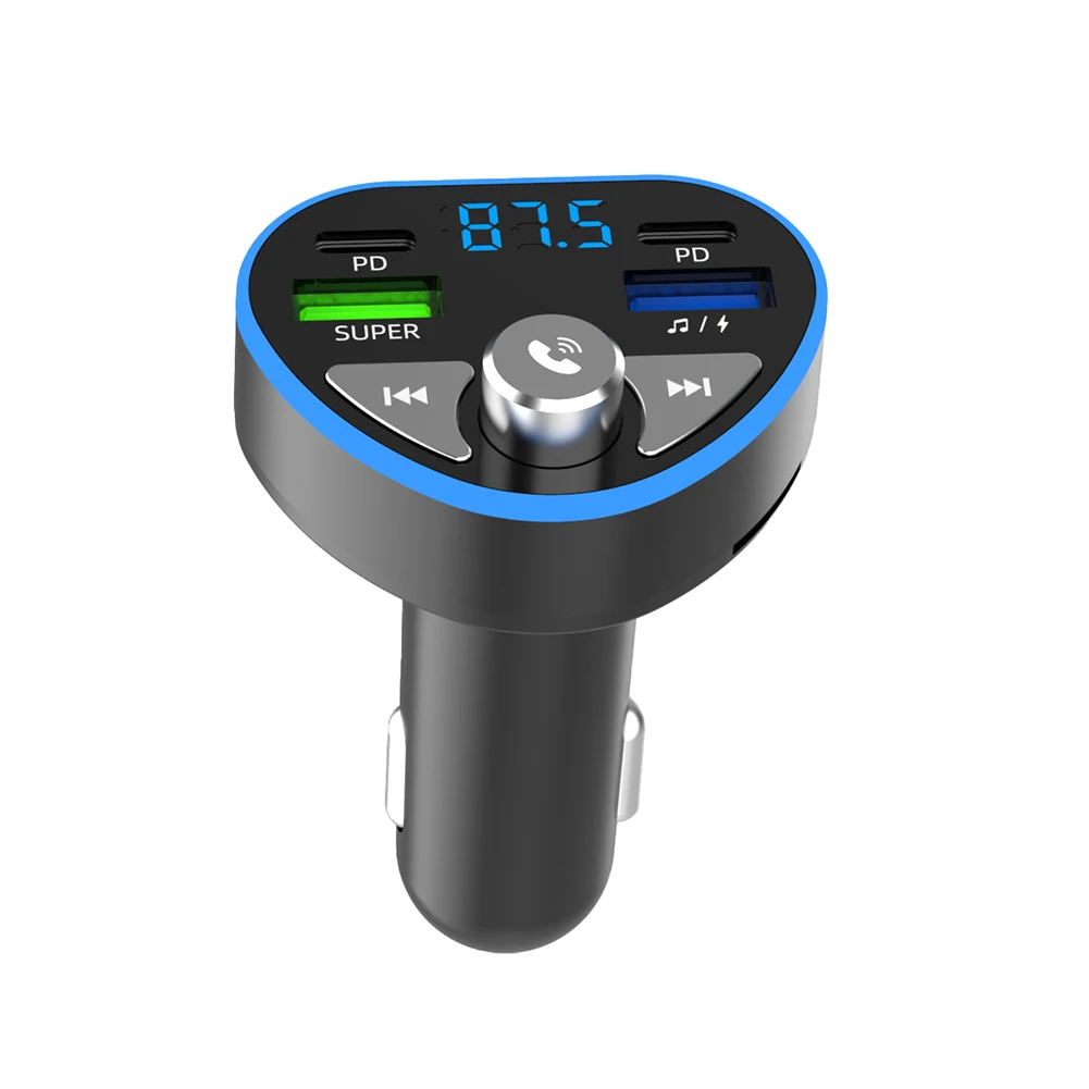 

For Smartphones Ambient Light Charger Car FM Transmitter Driving Experience Compact Car Mp3 Player Ambient Light