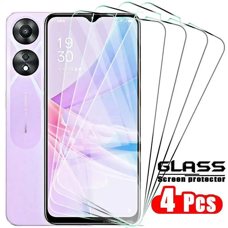 4 Uds vidrio templado para OPPO A78 A98 A58 A17 A17k A97 A57 A96 A56 A76 A95 A75 A94 A93 A92 A74 A73 A72 A54 A53s 5G Protector de funda