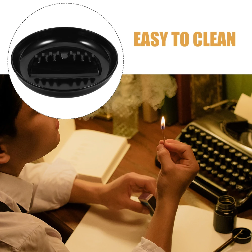 

2pcs Black Ashtray Car Round Thickened 7 Slots Plastic Durable Smoke Accessories Home Vehicle Car Ash Tray Portable
