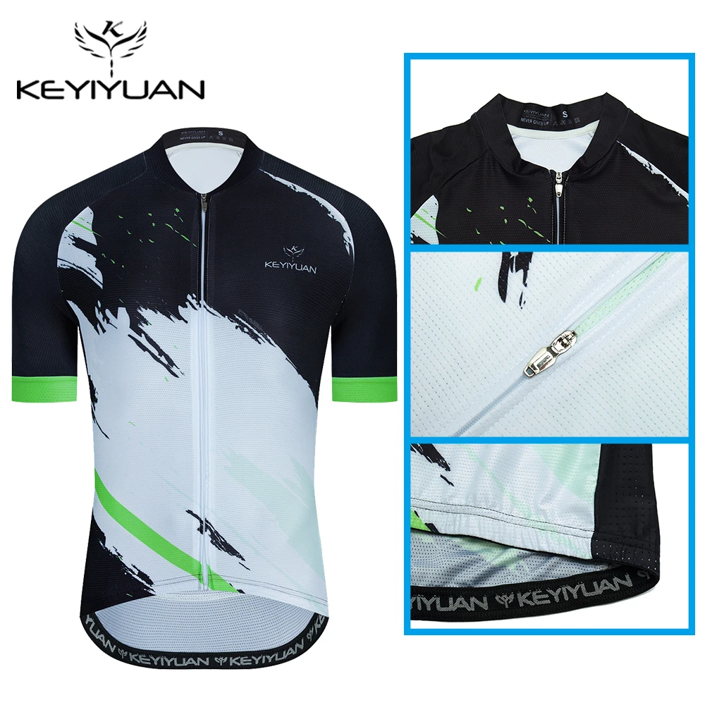 KEYIYUAN Men's Summer Wielertrui Korte Mouw Strakke Fit Fiets Racefiets Kleding MTB Maillots Sweatshirt Abbigliamento Ciclismo