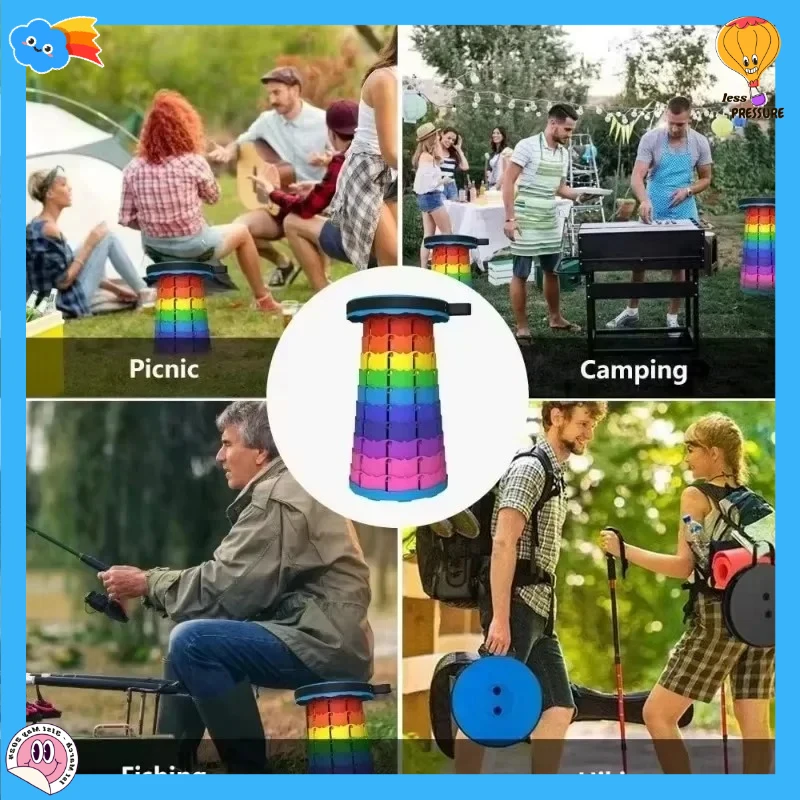 كرسي جديد خفيف الوزن قابل للطي - مقعد تلسكوبي محمول مع ارتفاع قابل للتعديل لصيد الأسماك والتخييم والاستخدام الخارجي والتخييم