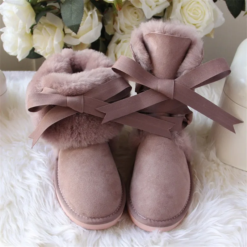 2023 New Camouflage 100% Real Fur Classic Mujer Botas Waterproof Genuine Sheepskin Leather Snow Boots Winter Shoes for Women