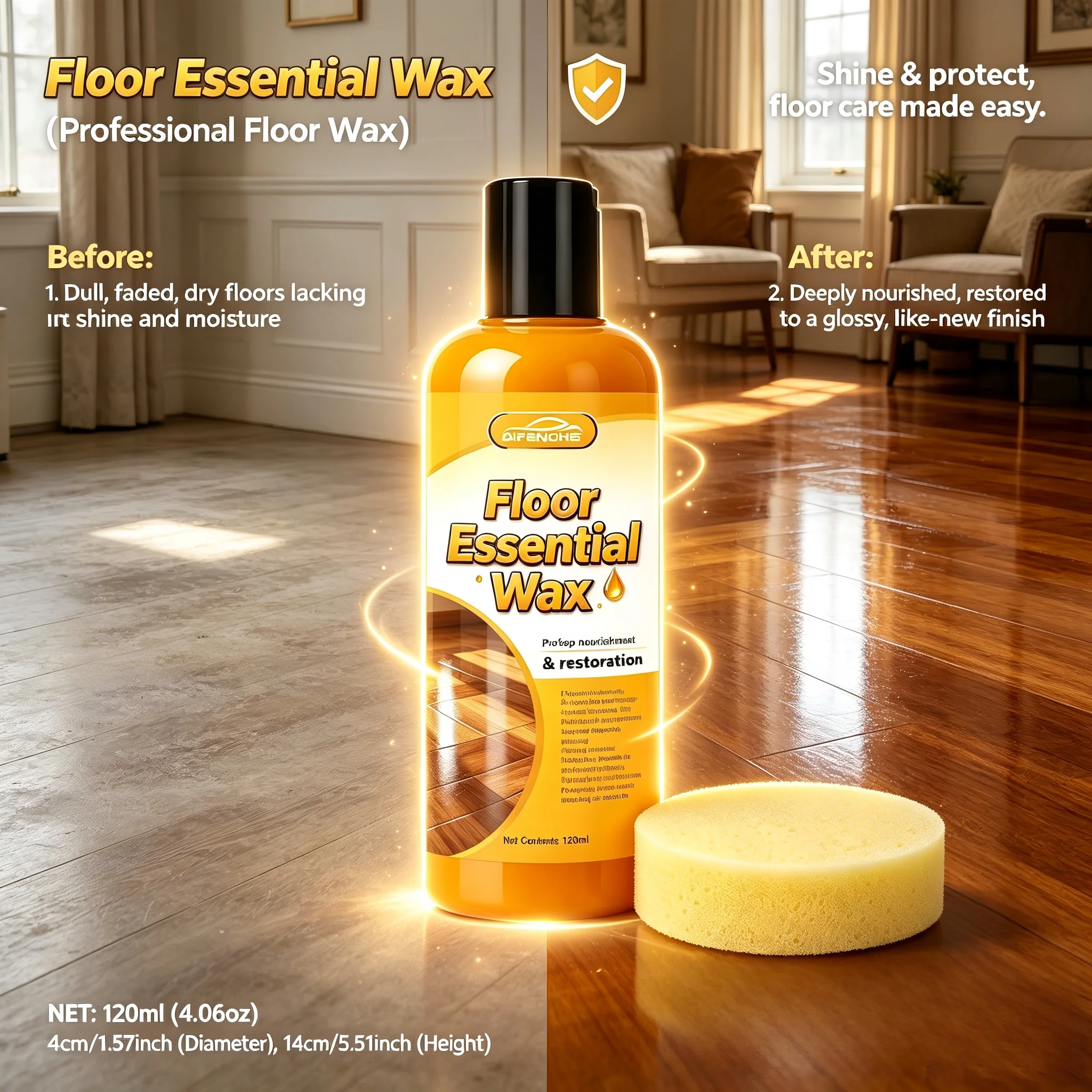 

Long Lasting Floor Gloss Coating Wax Anti-Wear Dust Repellent Protective Wax Prevent Surface Scratches Keep Floors New Longer