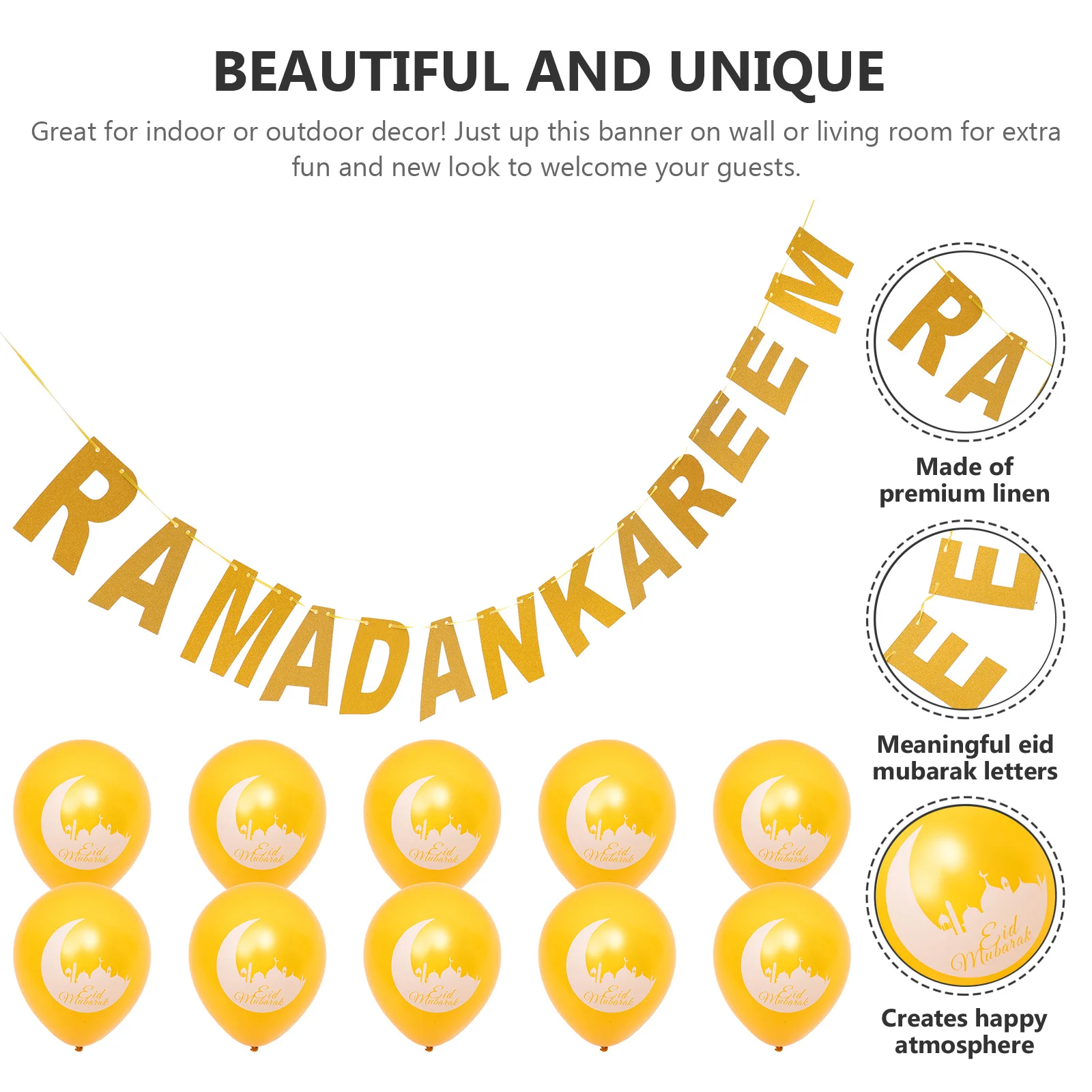 

Ramadan Banner Balloon Set Golden Glitter Eid Mubarak Latex Balloons Ramadan Festival Decoration Supplies Eid Mubarak Balloons