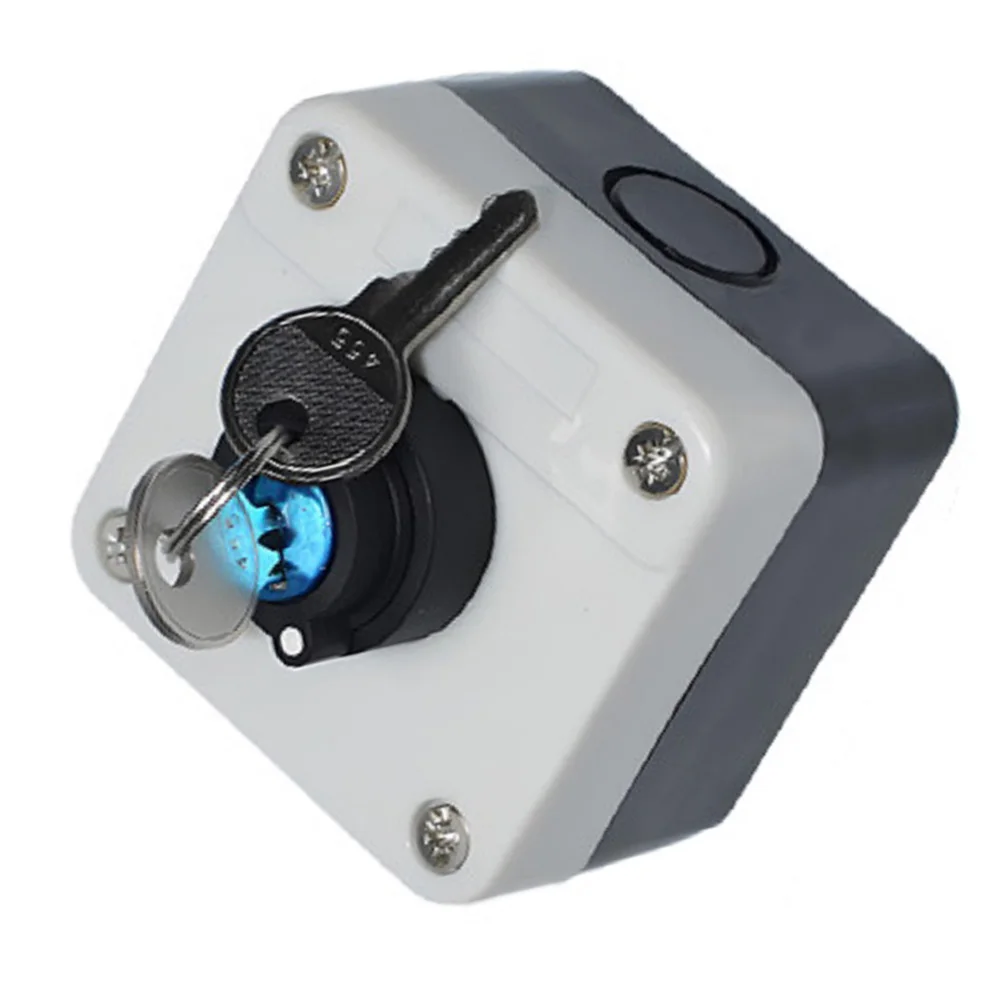 1pc Two-Position With Key 10A Rotary Button Box Switch Waterproof For Industrial Control Accessories Easy Installation