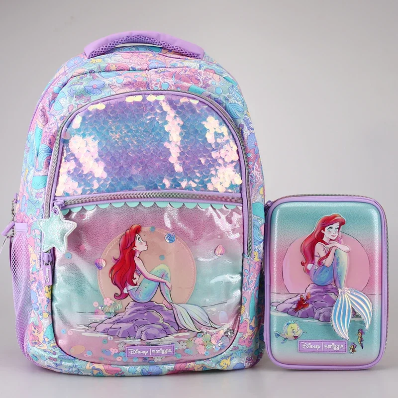 Disney Ariel księżniczka syrenka Kawaii tornister artykuły papiernicze dla dzieci piórnik studencki torba na lunch zestaw plecaków prezent