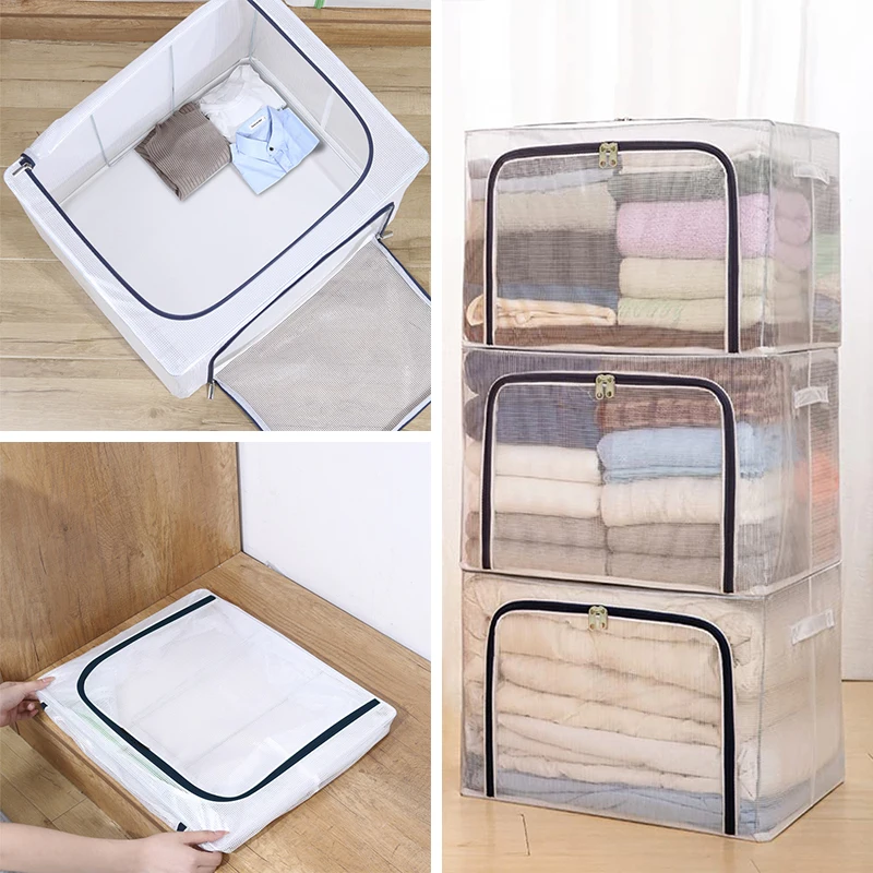 

1 Piece Of Clothing Storage Bag Non-woven Fabric Transparent And Thickened Waterproof Storage Box Household Goods Storage Bag