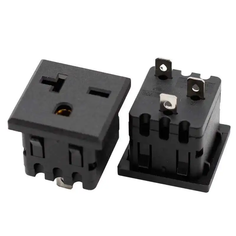 

Black 125VAC 250VAC 20A 250V US AC NEMA 6-20R Snap In Receptacle Power Socket