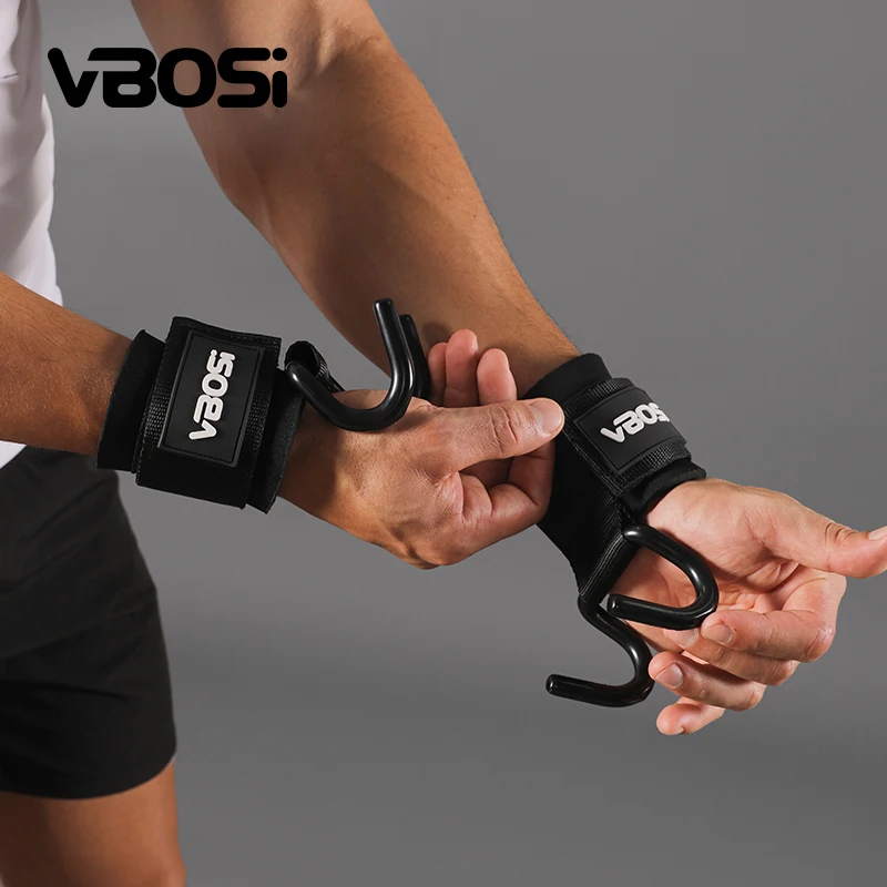 VBOSi Correas de gancho para levantamiento de pesas de alta resistencia, ganchos de acero acolchados de neopreno para levantamiento de pesas, dominadas, entrenamiento de fuerza para hombres y mujeres