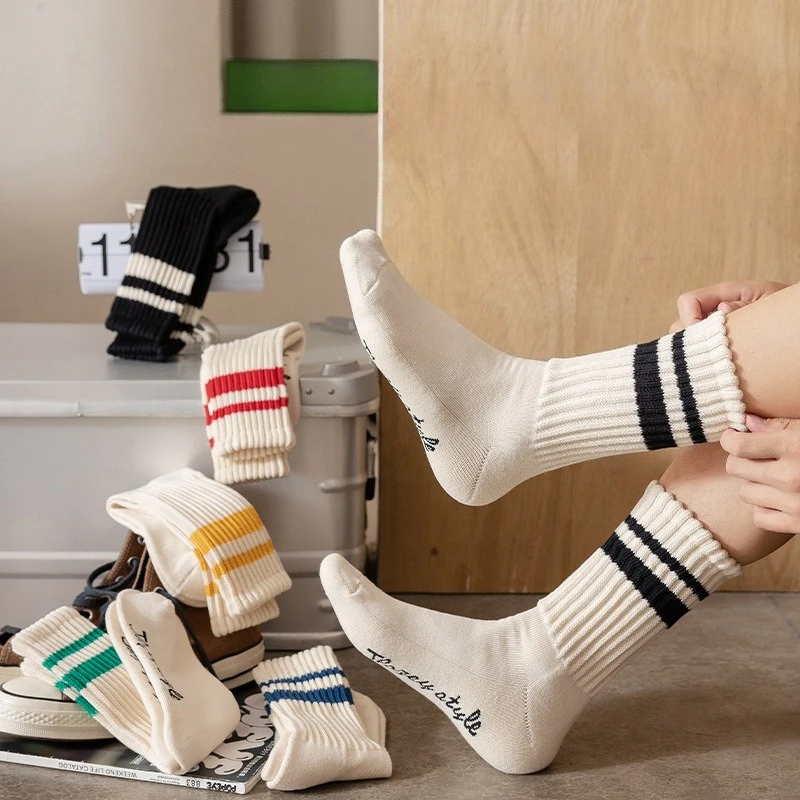 

6 пар мужских теплых носков средней длины для осени и зимы, спортивные, впитывающие пот, простые, удобные, универсальные хлопковые носки