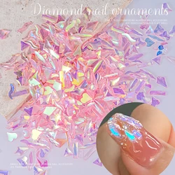 Diamantes de imitación de cristal Aurora irregulares 3D, gemas de uñas de múltiples formas, 6 colores, reverso plano, brillantes, dijes de Arte de uñas, 100 piezas