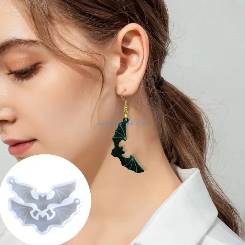 85LF مزيج هالوين الخفافيش القرط قطرة الغراء قالب الايبوكسي حلية قالب الراتنج الصب قلادة قالب مناسبة لتقوم بها بنفسك