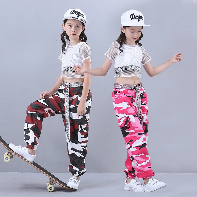 Children's street dance jazz dance performance suit, modern dance hip-hop Korean version with exposed navel clothing camouflage