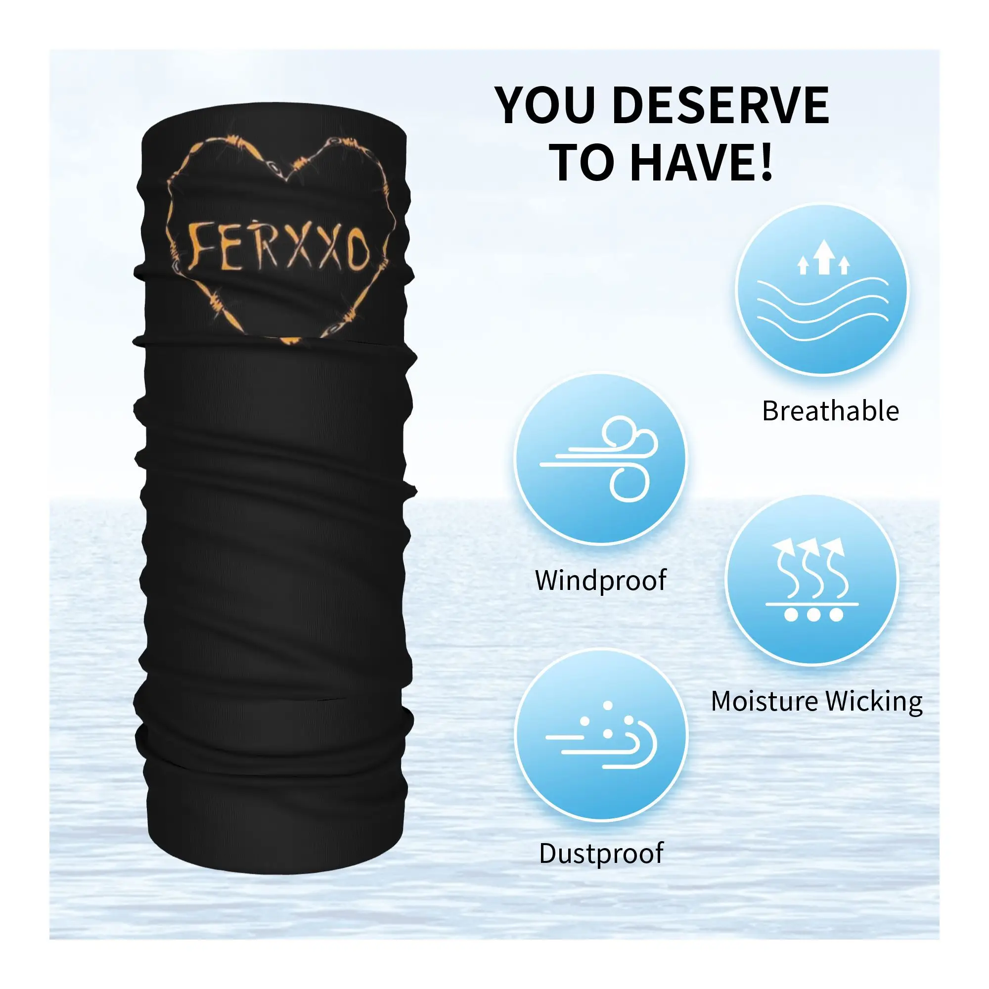 Feid animated logo Ferxxo  Bandana Neck Gaiter Printed Wrap Mask Scarf Warm Face Mask Running Unisex Adult Breathable