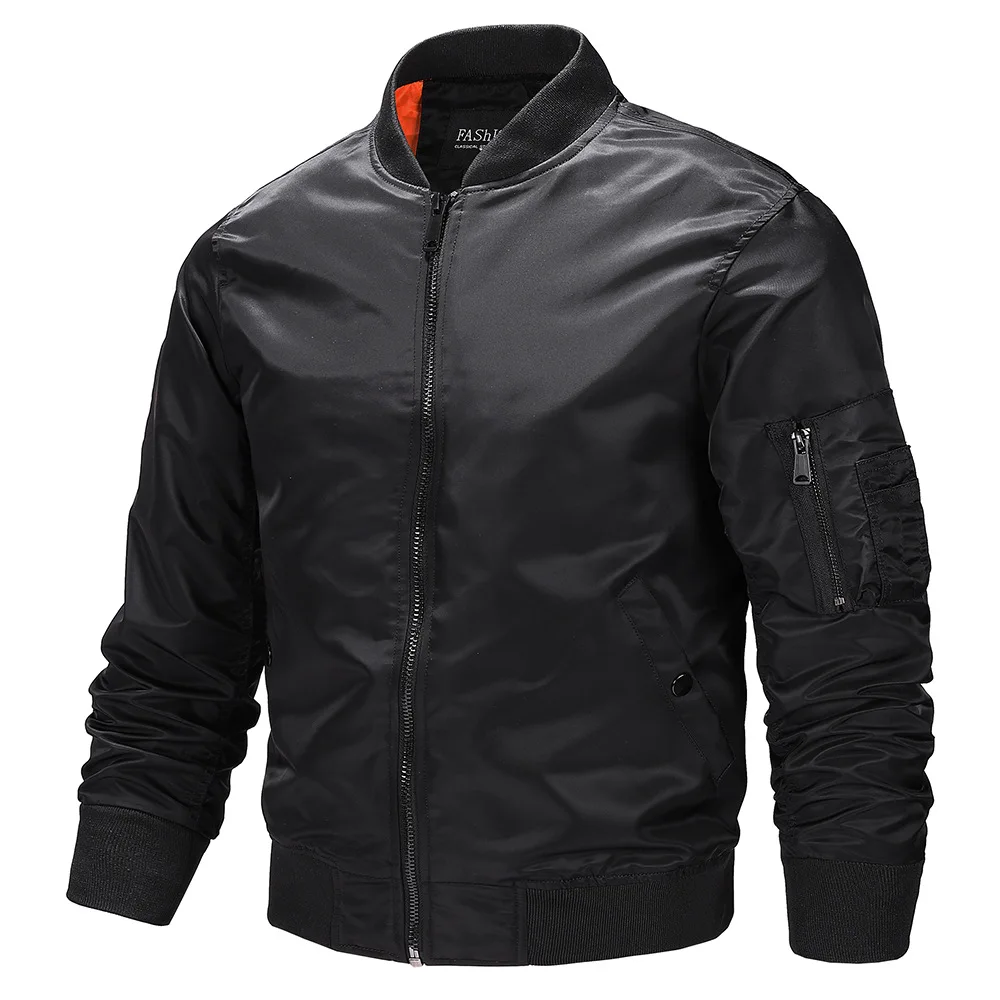

Spring Autumn Men Coat Bomber Jacket Motorcycle Jacket Military Tactical Long Sleeve Zipper Windproof Stand Collar Pockets New