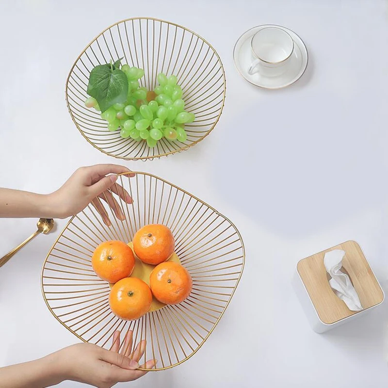 Abwr-keranjang penyimpanan buah, hiasan meja makan, rak mangkuk tampilan dekorasi logam sayuran bergaya Nordic