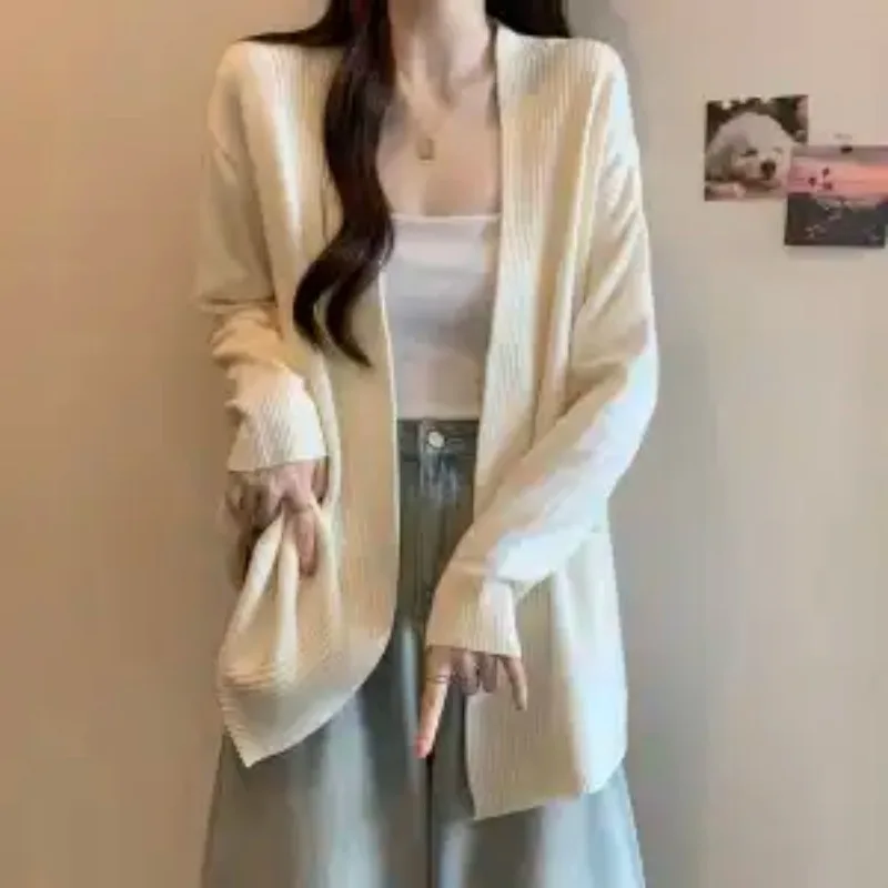 

Knitted Cardigan Sweater Women's Loose French Jacket Solid Color Long Sleeve Fashion Commuting Top