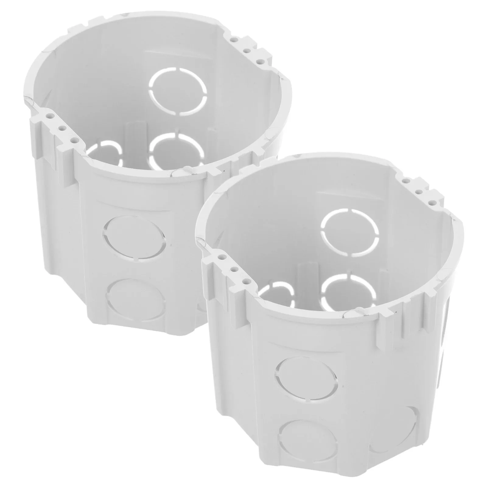 

2pcs Eu Standard Junction Round Electrical Outlet Box For Wall Socket Drywall Outdoor Use Weatherproof Electrical Switch Box