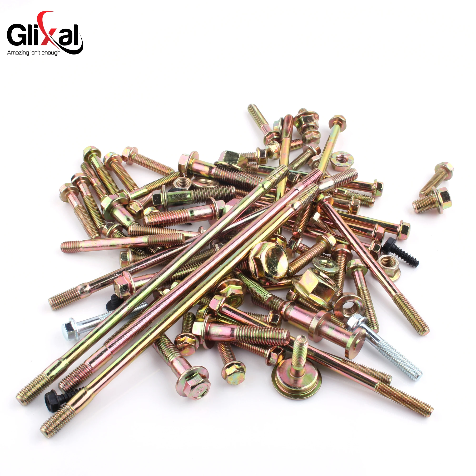 Glixal GY6 49cc-100cc Complete Engine Bolt And Nut Set for 139QMB 147QMD Scooter Moped ATV Go-Kart - Motorcycle Hardware Kit
