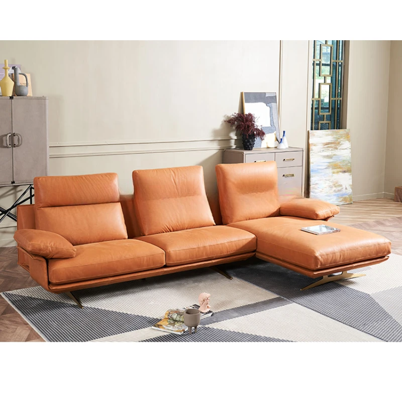 Leather sofa/luxury minimalist living room leather sofa