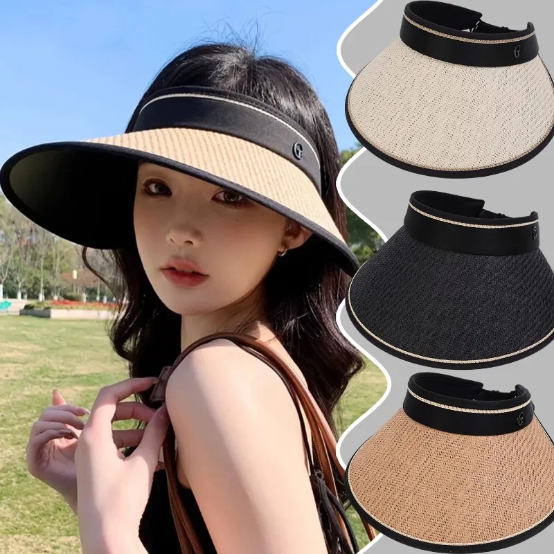 3 Colors Foldable Wide Brim Straw Sun Hats Portable UV Protection Cap Breathable Sunscreen Hat for Women Men Outdoor Beach Hat