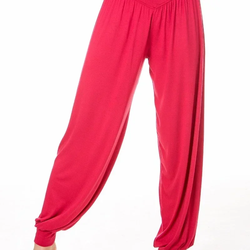 Pantalones de Yoga de talla grande para Mujer, mallas deportivas coloridas, bombachos de baile, TaiChi, Modal, Ropa Deportiva para gimnasio