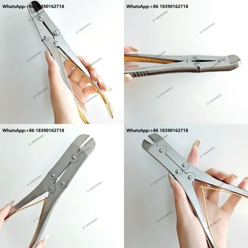 22cm Orthopedic Double Joint Bone Scissors Steel Wire Cutter Gold Handle Kirschner Needle Scissor Cut 3mm