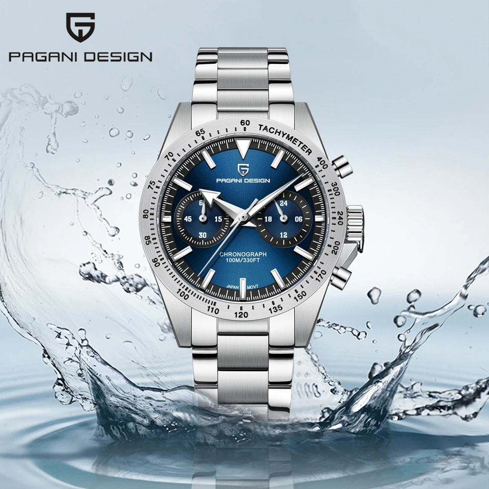 

PAGANI DESIGN часы для мужчин, роскошные кварцевые мужские часы, водонепроницаемые наручные часы из нержавеющей стали, синтетические сапфировые зеркальные часы