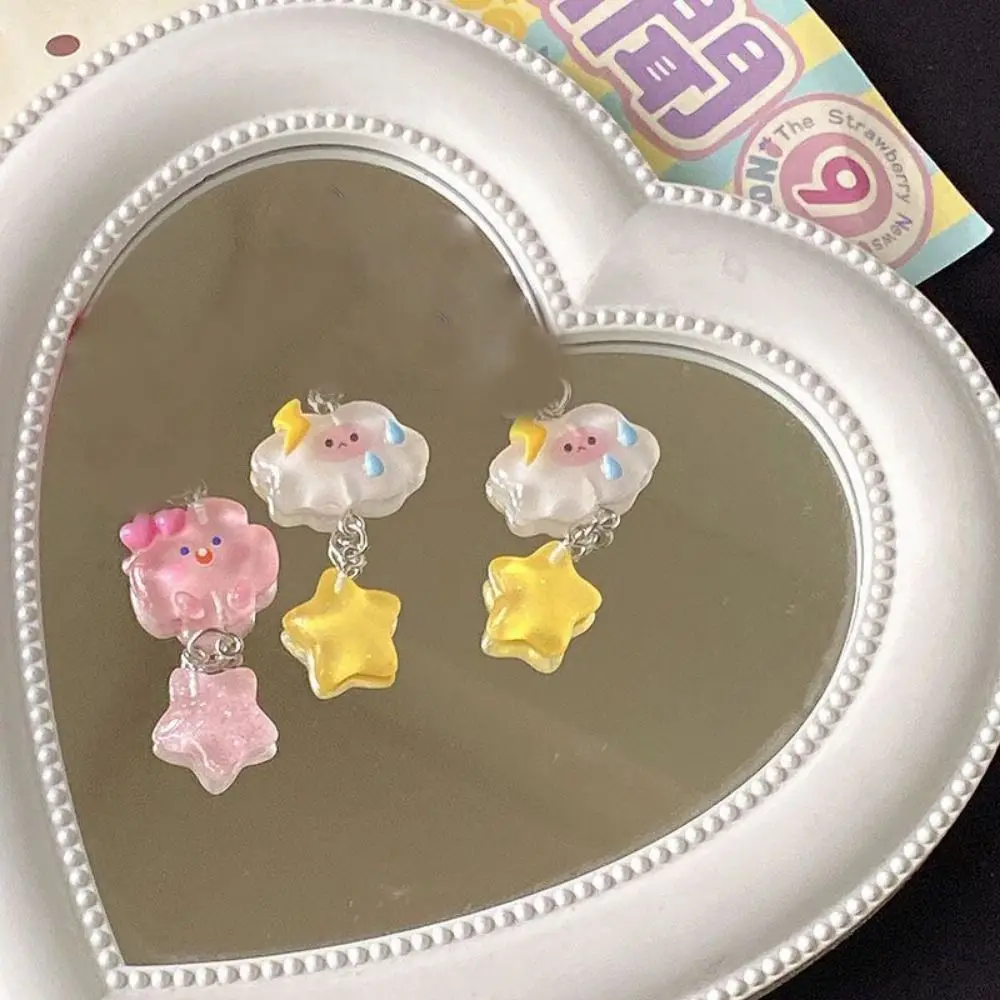 Resin Clouds Stars Cell Phone Rope Sweet Girls Cute Book Bag Charm Phone Chains Lovely Candy Color Phone Lanyard Keychain