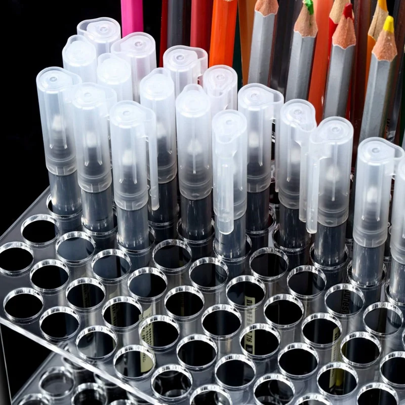 Acrylic Pen Display Stand, 96-Slots Colored Pencil Organizer, Display Stand Holder for Eyebrow Makeup Brush Black-ABHG