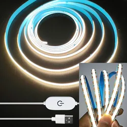 COB LED Strip Light DC 5V USB Touch Sensor Dimmer Diode Tape DIY Lamp TV Backlight RA90 Elastyczne oświetlenie liniowe Dekoracja pokoju domowego