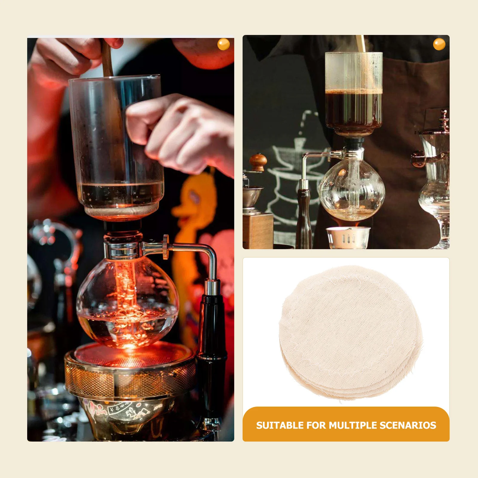 

20pcs Filter Cloth Round Reusable Replacement For Syphon Coffee Maker Household Filtering Tool Portable Coffee Pot Cloth Kitchen
