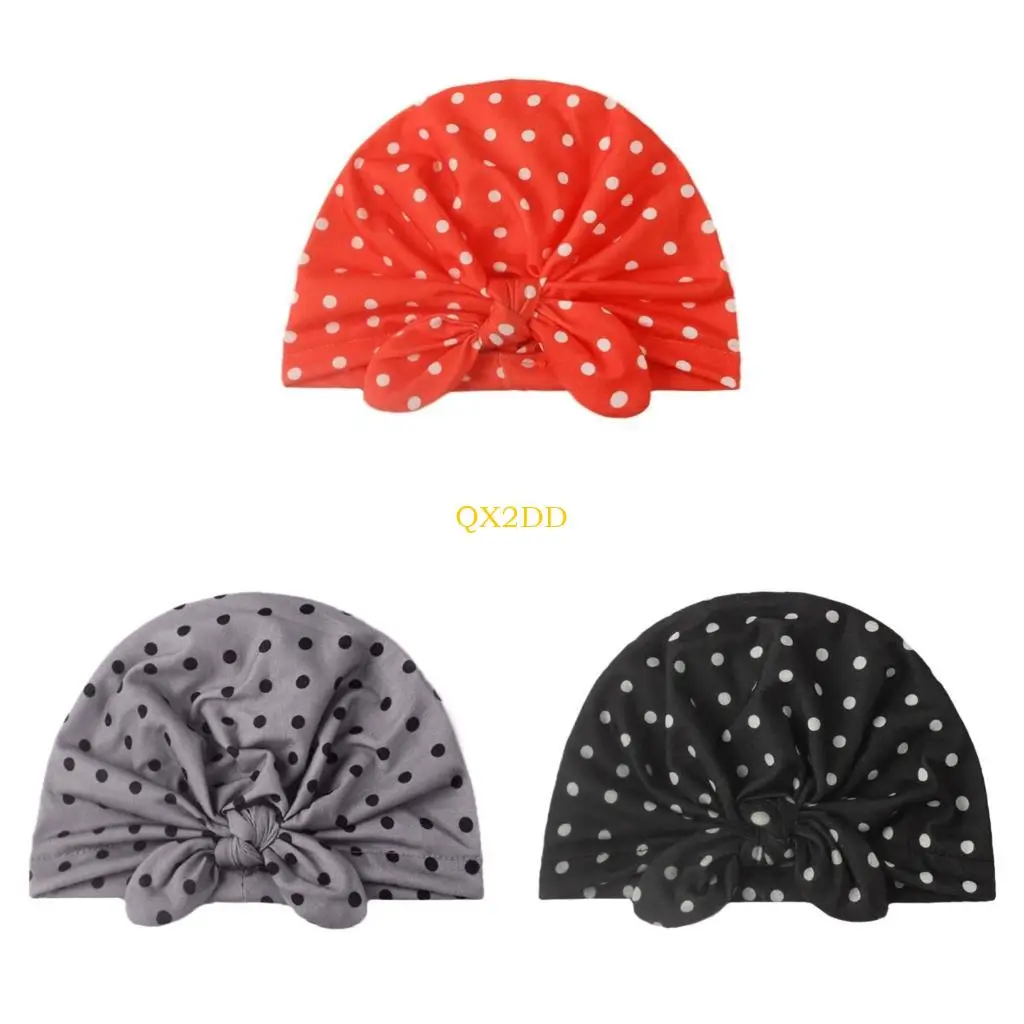 

QX2D шапка-тюрбан для новорожденных, эластичная повязка на голову, модные больничные шапки, декор в горошек, капот для семейного