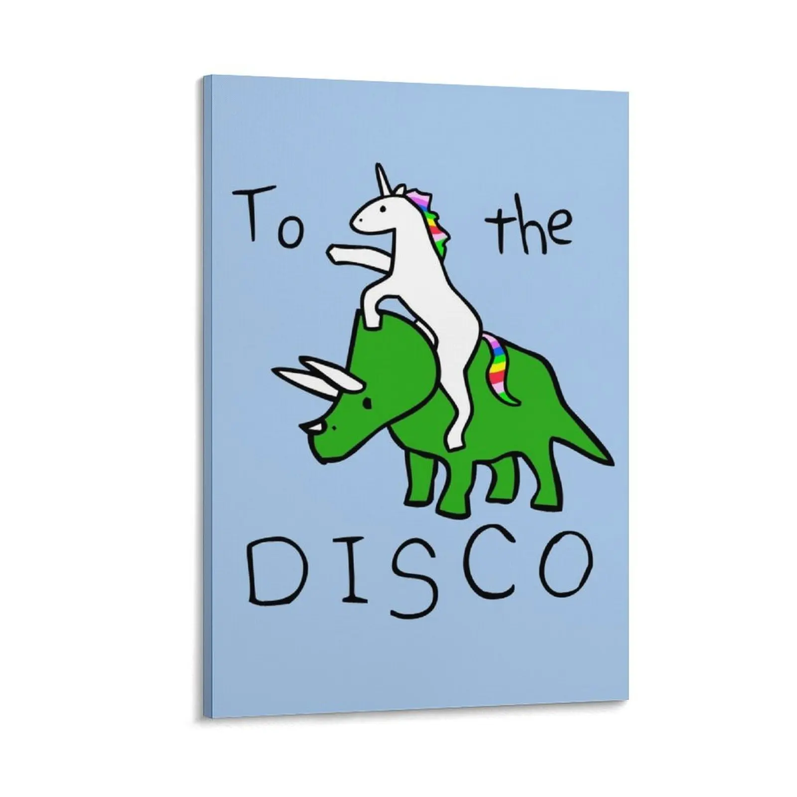 

To The Disco (Unicorn Riding Triceratops) Canvas Painting Wall posters Decoration pictures room wall home decorations wall decor