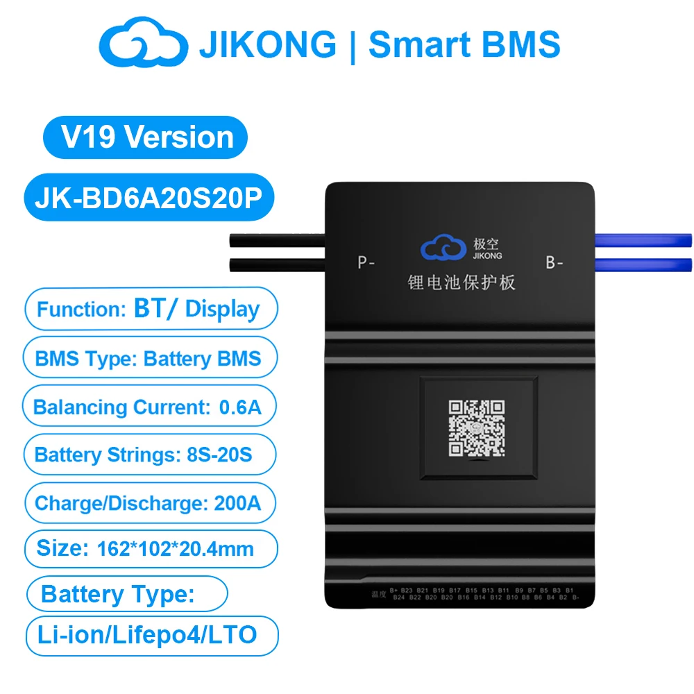 JKBMS 100A 200A B2A24S15P V19 Smart BMS 12V 24V 48V Actieve Balancer voor LiFePo4 Li-ion Lto Batterij BD6A24S10PD JIKONG Bluetooth BT HC RS485 BD6A20S10P JKBMS JIKONG B2A20S20P