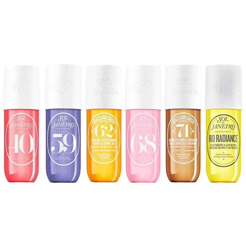 6pcs Brazilian Original Hair Body Fragrances Mist Spray Crush Scent Long Fruity Duration Deodorants Moisturize Skin for Women