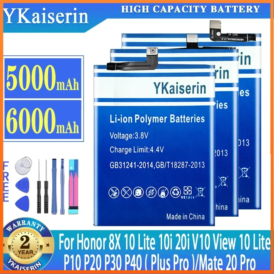 YKaiserin Battery for Huawei Mate 20 Pro/For Honor 8X 10 Lite 10i 20i View 10 Lite V10 P10 P20 P30 P40 Plus P30Pro Batteries